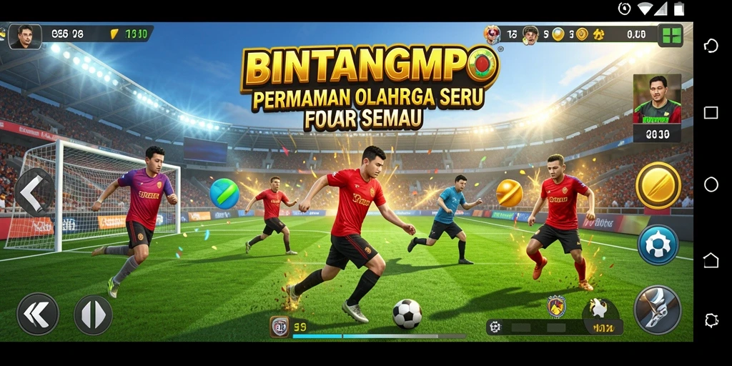 Tampilan gameplay BINTANGMPO dengan aksi seru di lapangan.