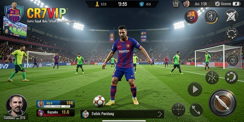 Tampilan gameplay menarik dari CR7VIP dengan aksi sepak bola yang intens.