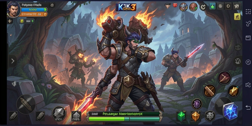 Tangkapan layar gameplay K3K3 yang menampilkan aksi pertempuran yang mendebarkan.