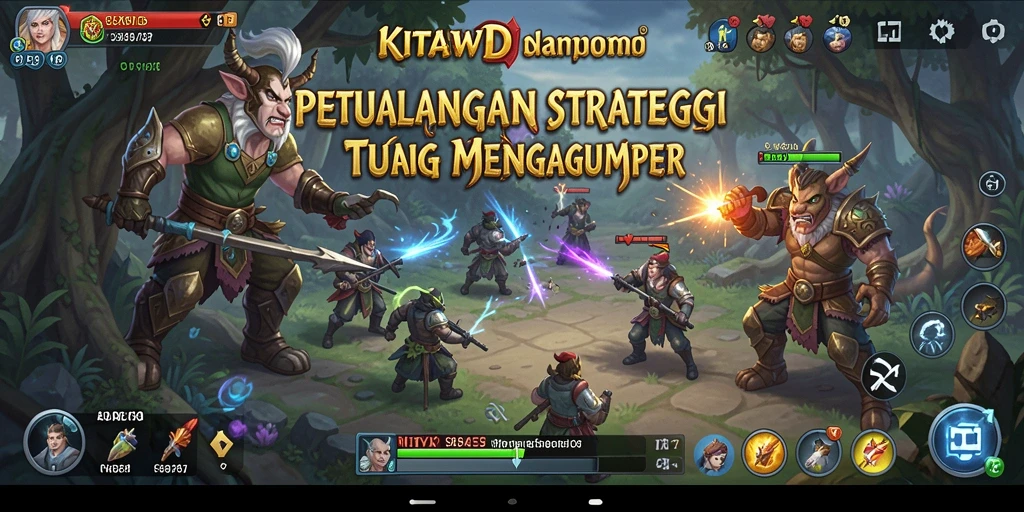 Screenshot utama KITAWD menampilkan pertempuran strategis yang seru.