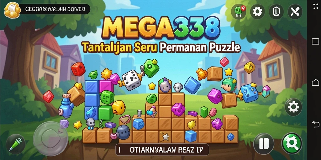Screenshot utama MEGA338 memperlihatkan gameplay Puzzle yang menantang dan seru.